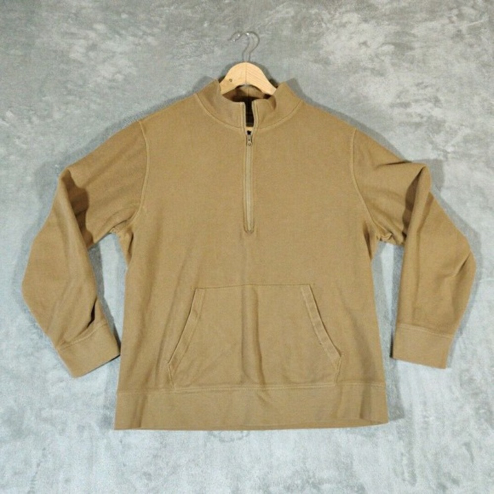 Everlane Sweater‎ Mens Large Brown Mock Neck 1/4 Zip Pullover Casual Gorpcore